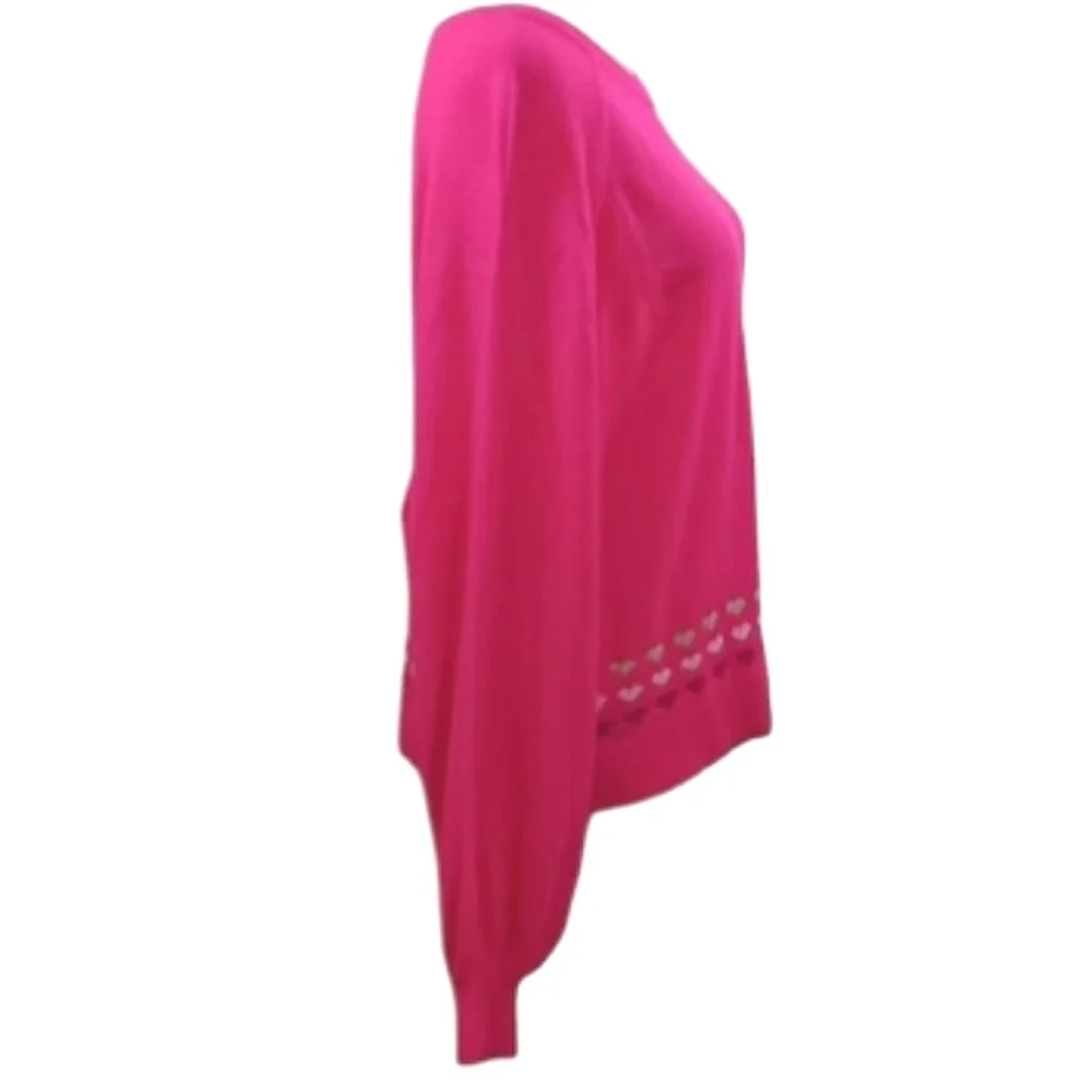 Lilly Pulitzer Alyona Sweater Pink Grenadine Heart Knit Crewneck Balloon Sleeve